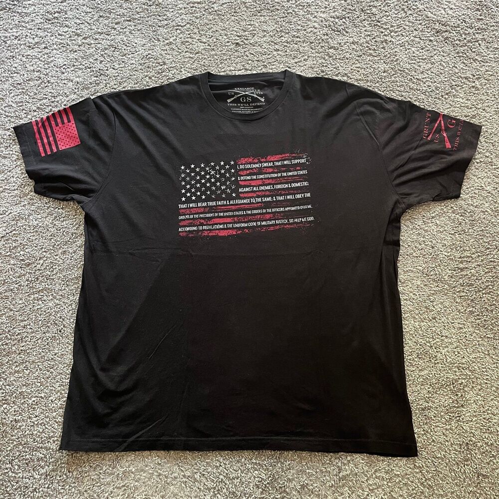 Grunt Style The Oath of Office American Flag USA T Shirt Black Mens 3XL